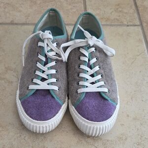 SeaVees Women's Wheeler Sneaker Mushroom Felted Wool Purple Brown Teal Size 9